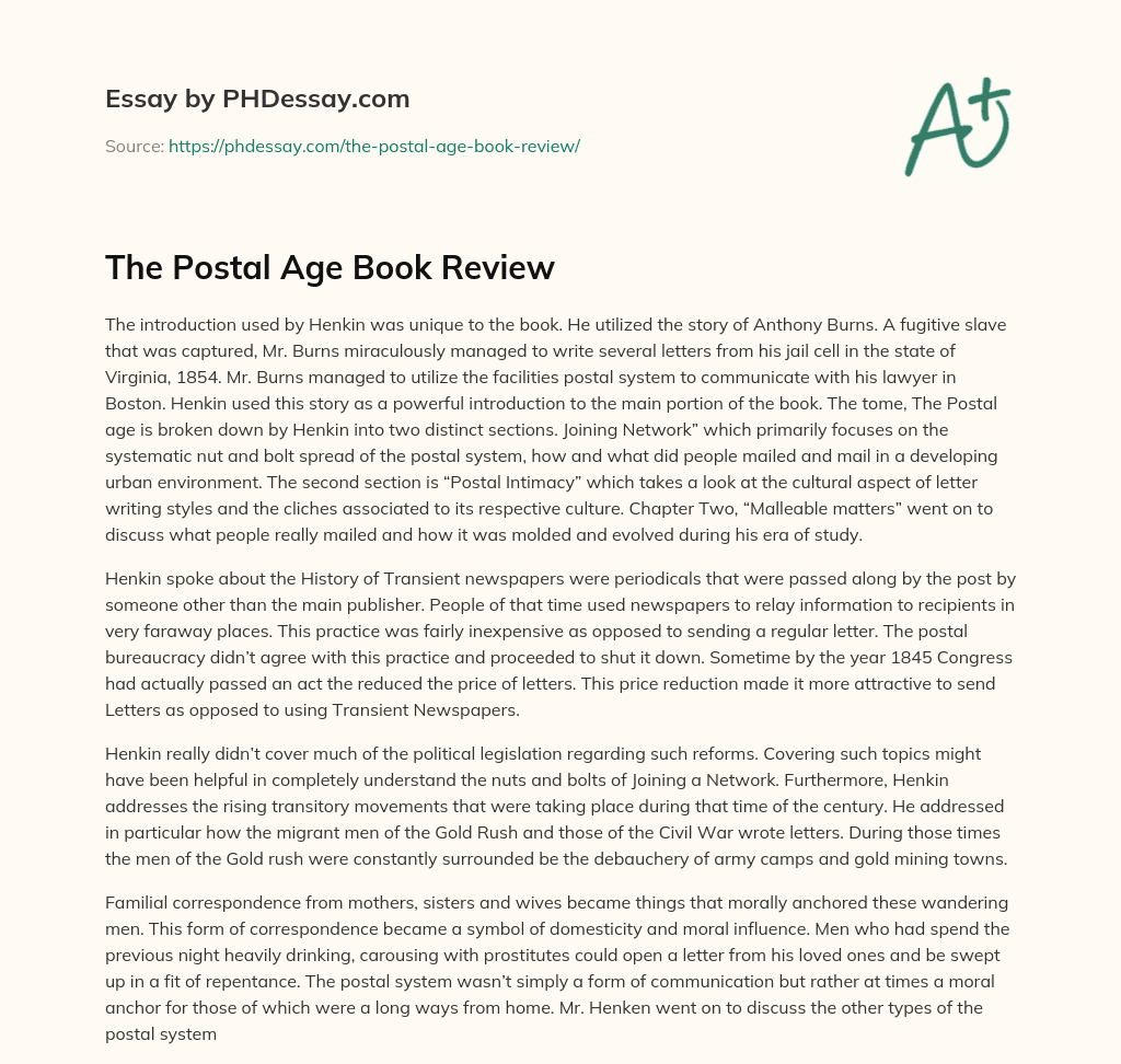 The Postal Age Book Review essay