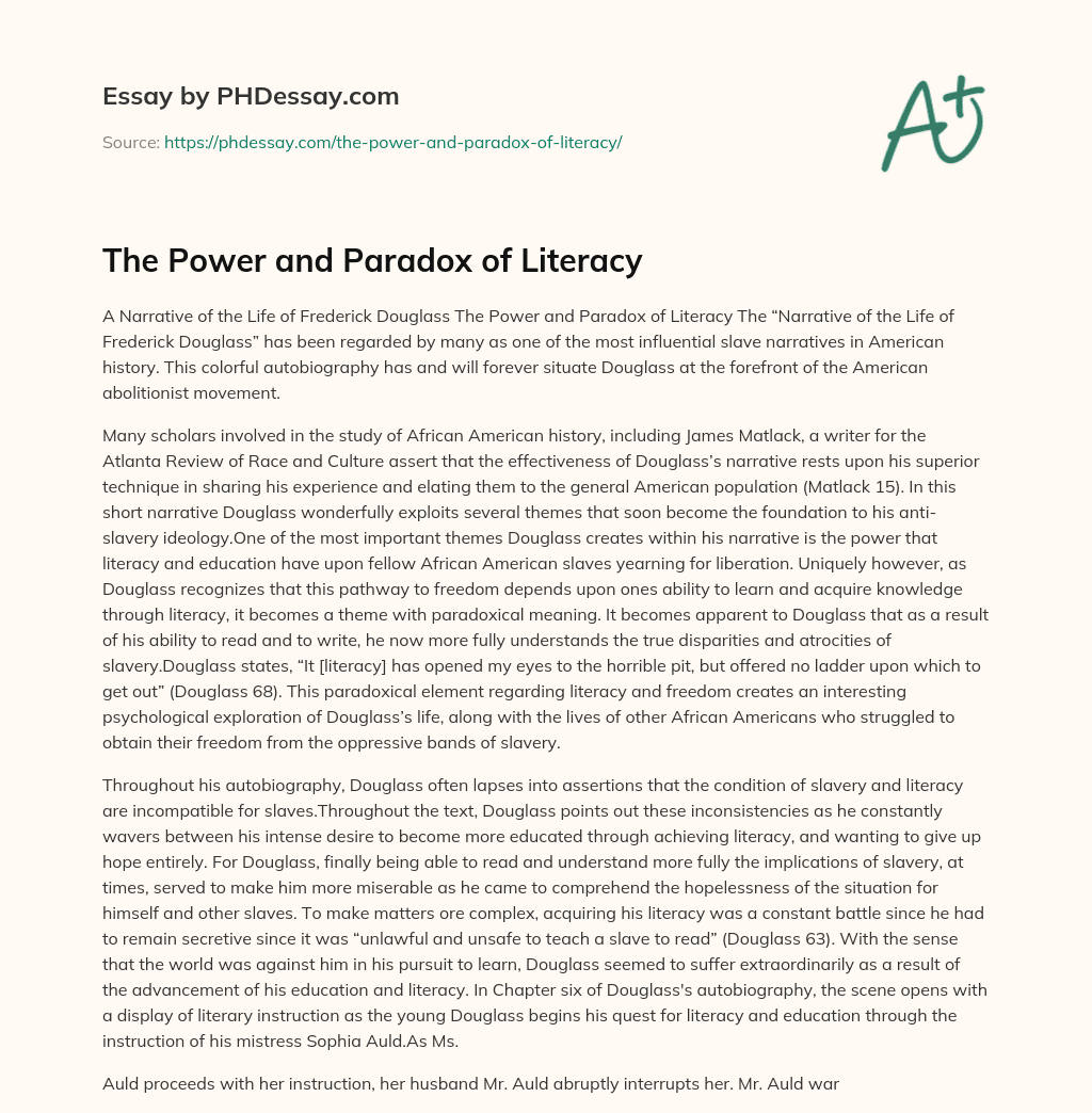 The Power and Paradox of Literacy essay