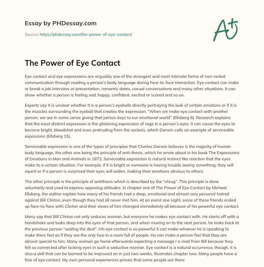 The Power of Eye Contact essay