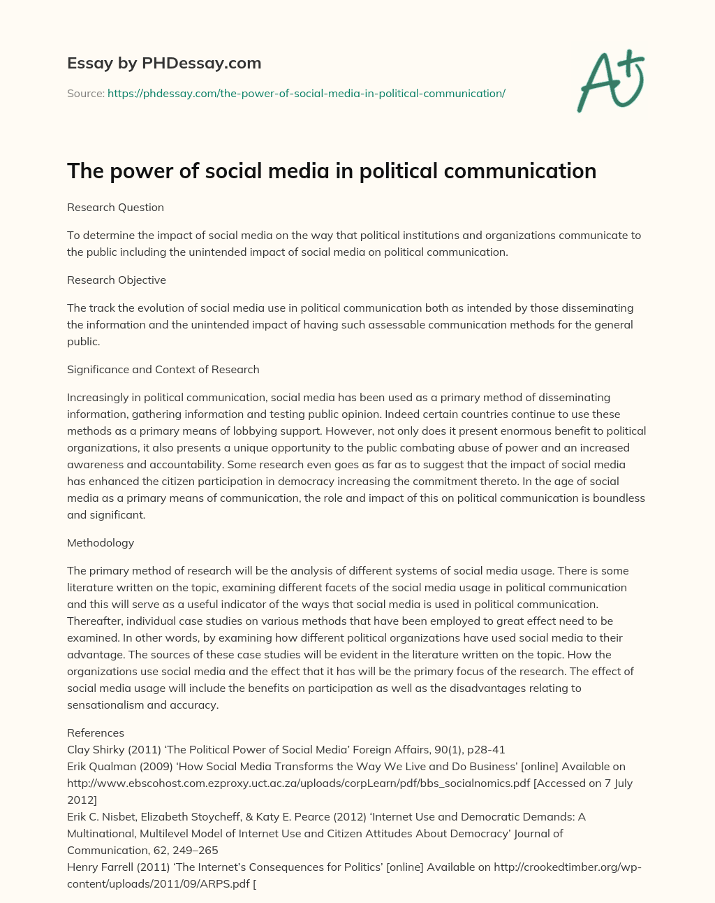 The power of social media in political communication essay