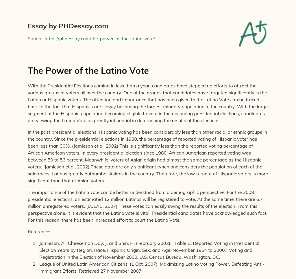 The Power of the Latino Vote essay