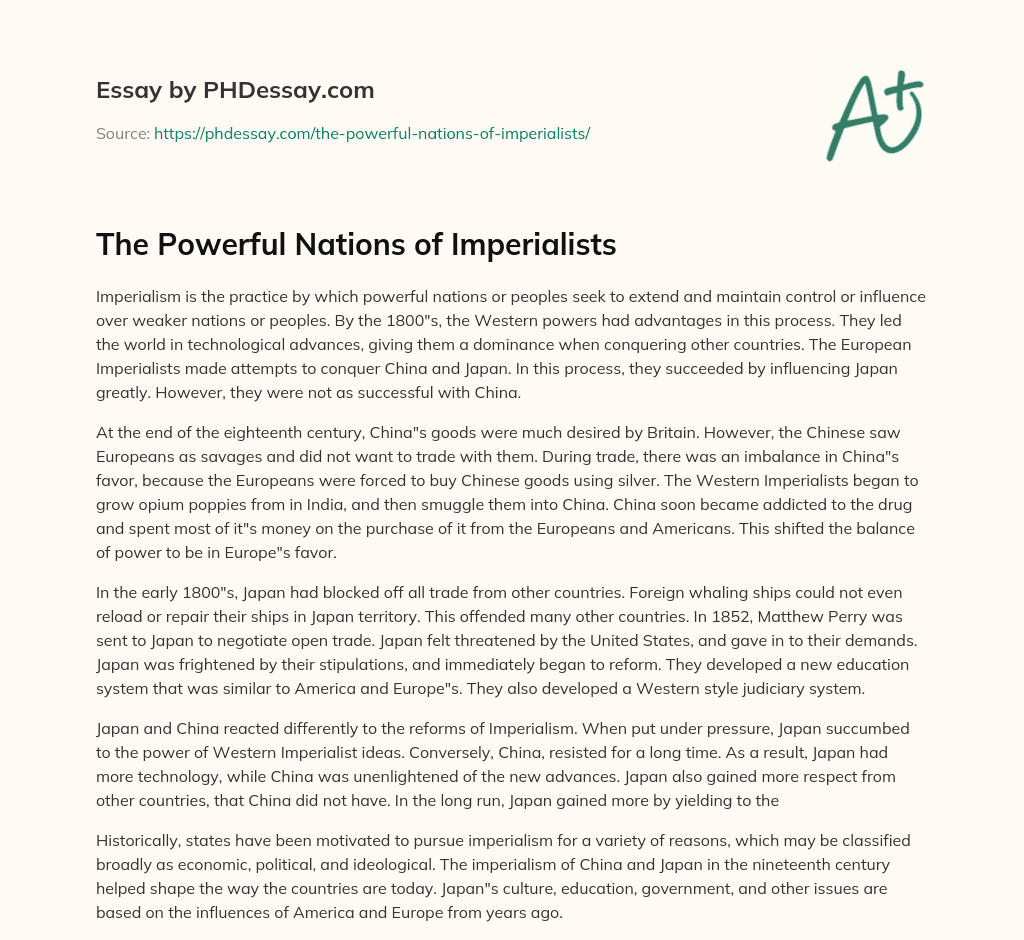 The Powerful Nations of Imperialists essay