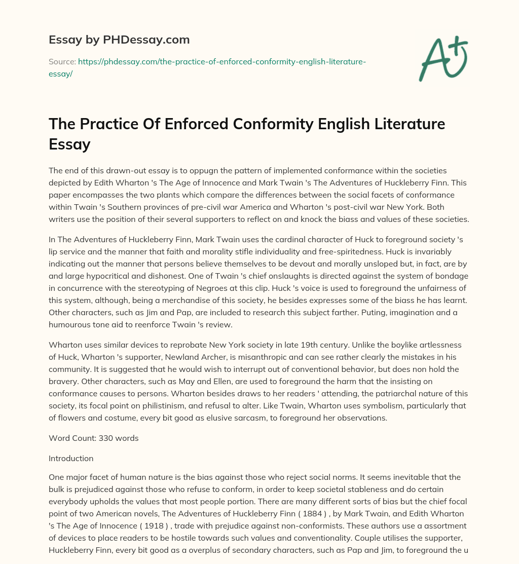 The Practice Of Enforced Conformity English Literature Essay essay