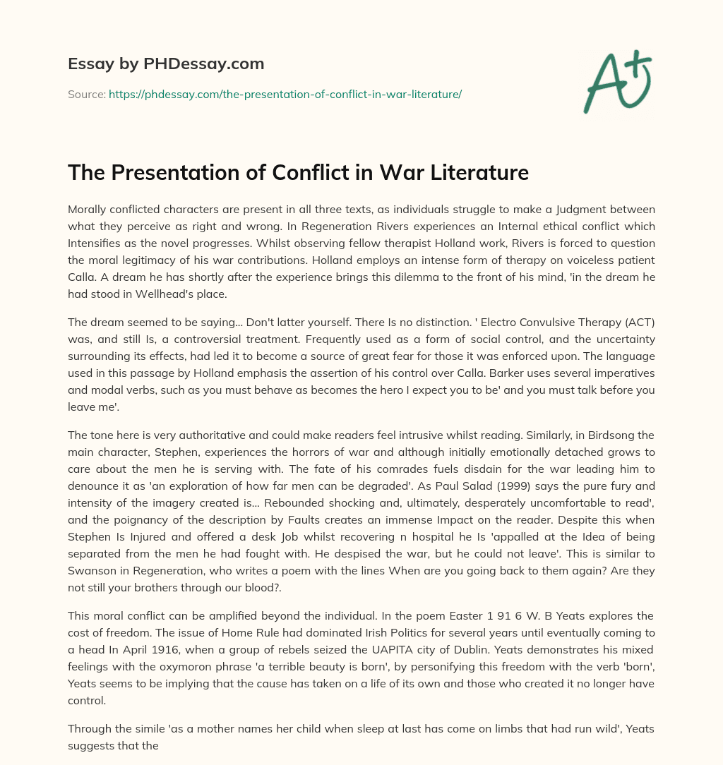 The Presentation of Conflict in War Literature essay