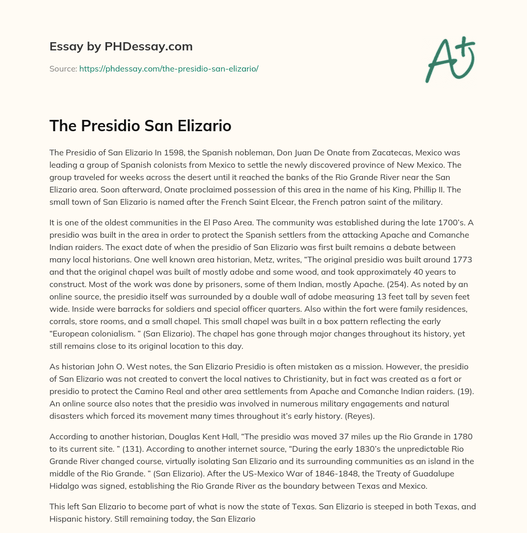 The Presidio San Elizario essay