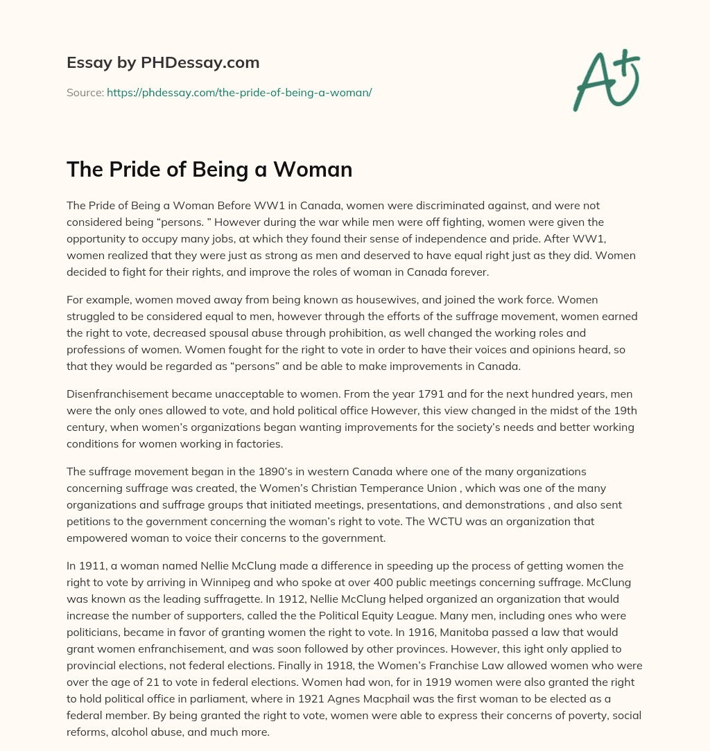 The Pride of Being a Woman essay