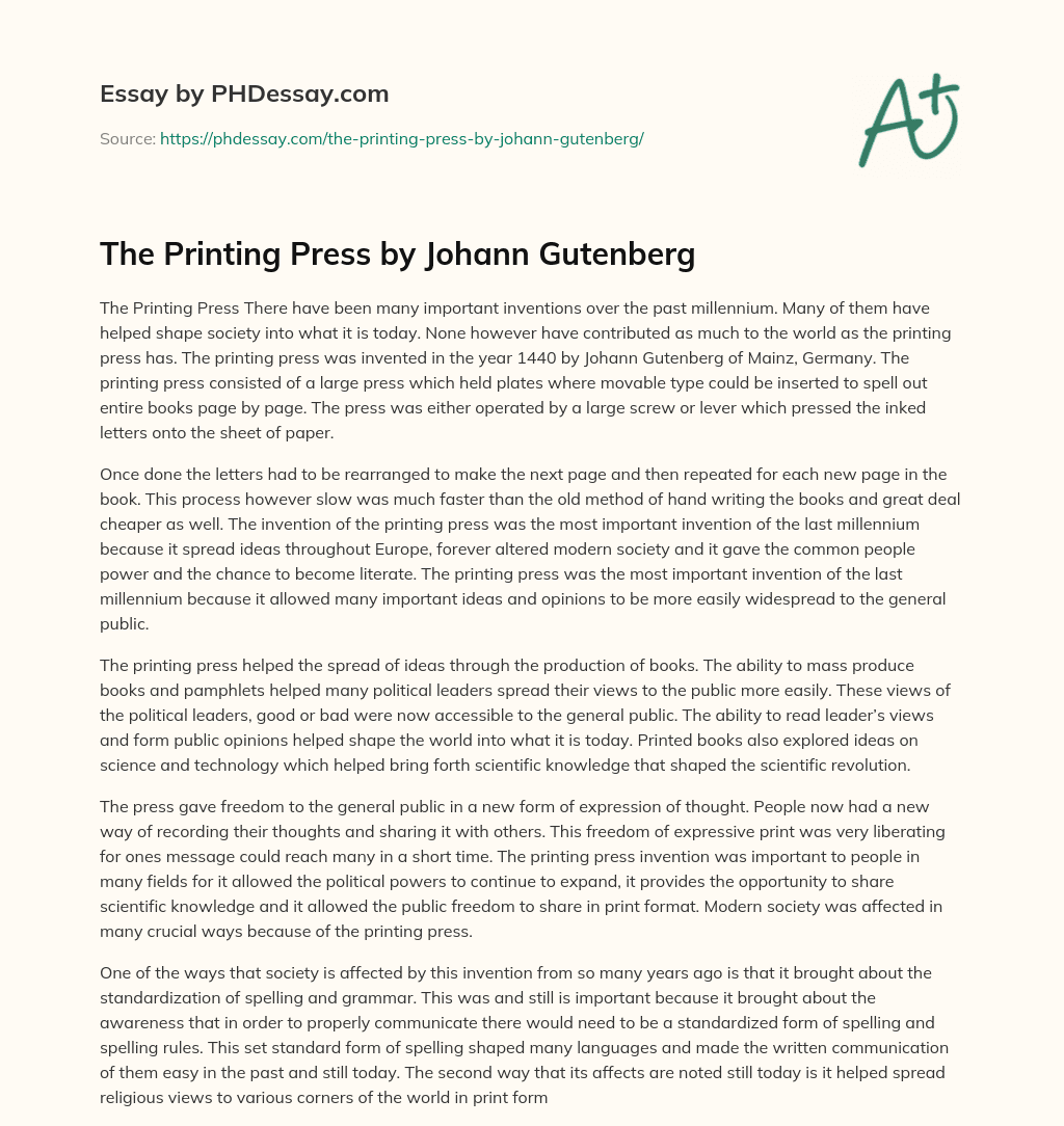 printing press thesis
