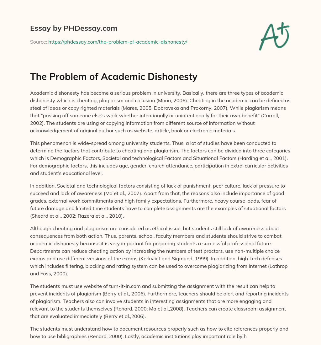 academic dishonesty thesis statement