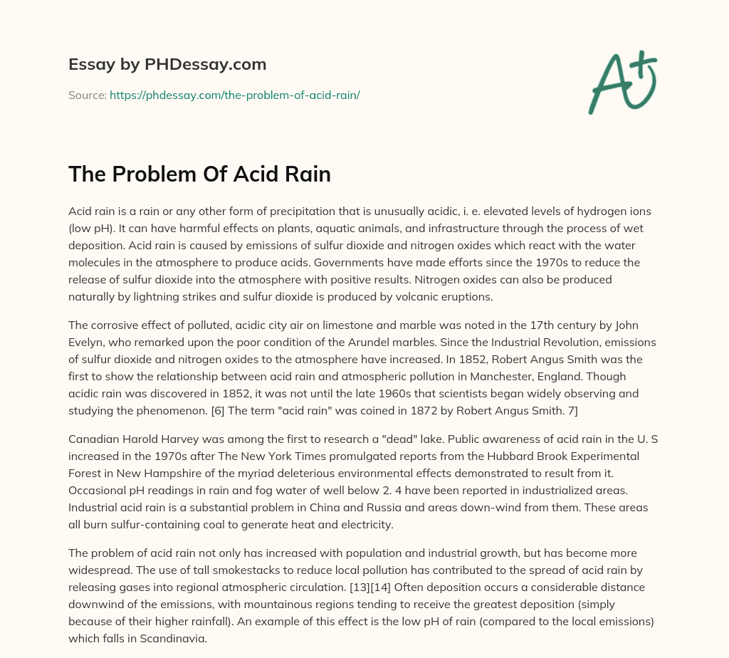 The Problem Of Acid Rain essay