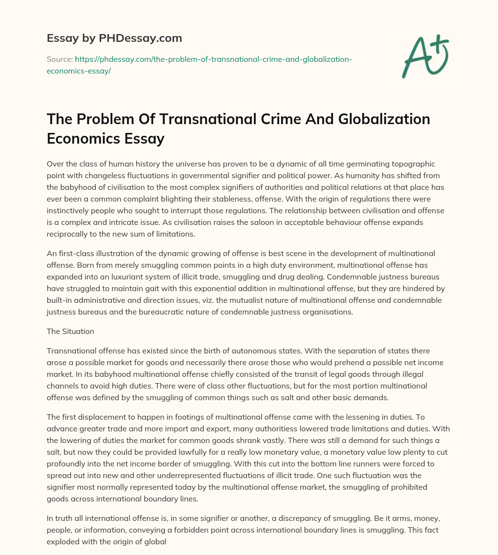 The Problem Of Transnational Crime And Globalization Economics Essay essay