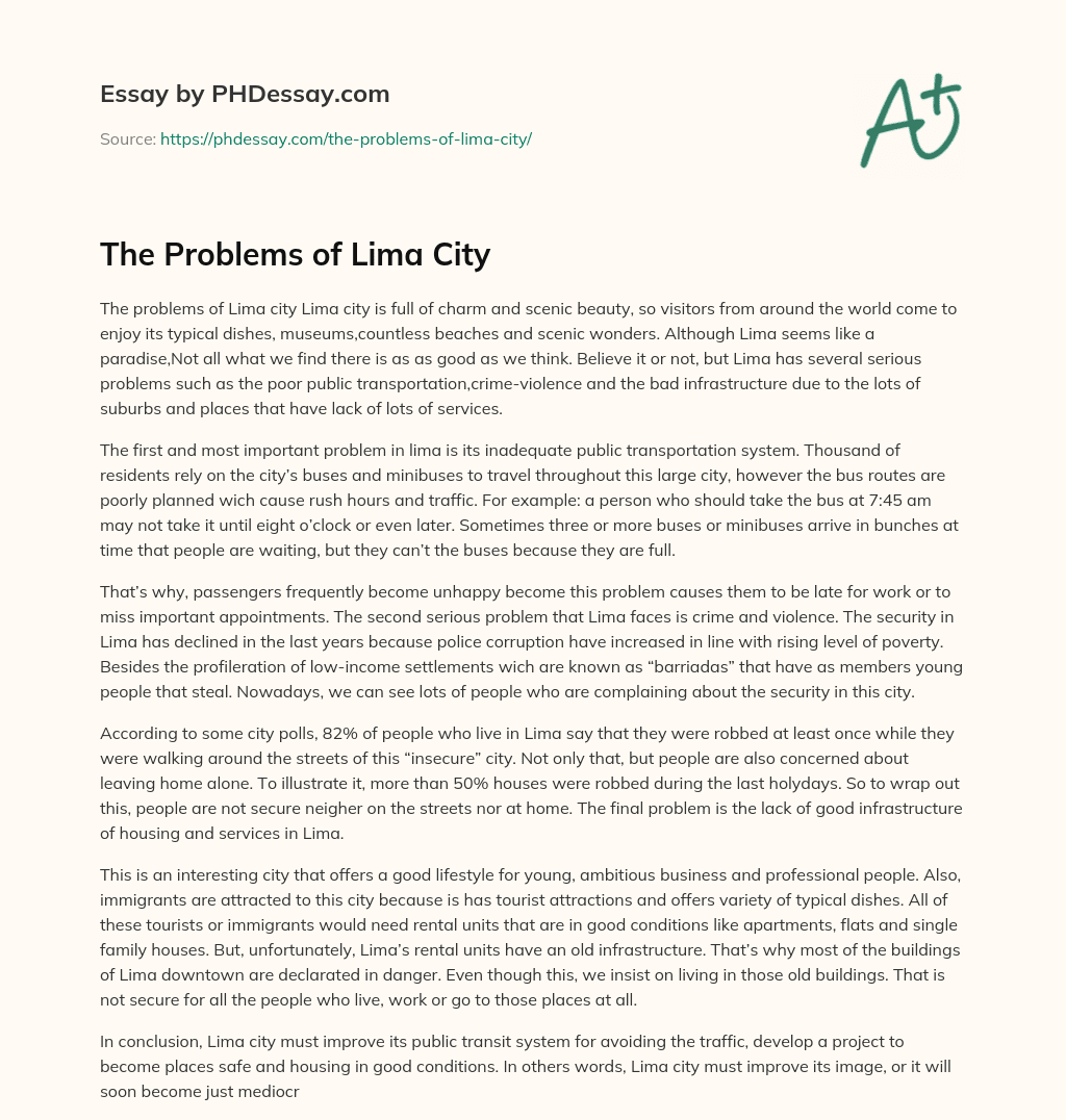 The Problems of Lima City essay