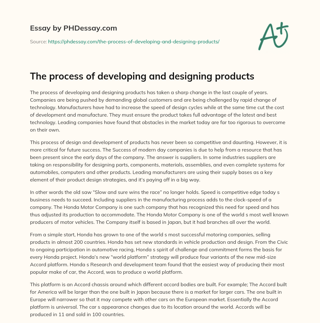 The process of developing and designing products essay
