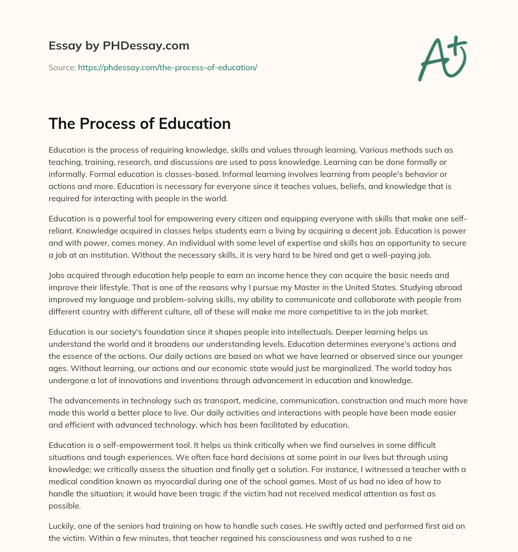 The Process of Education essay