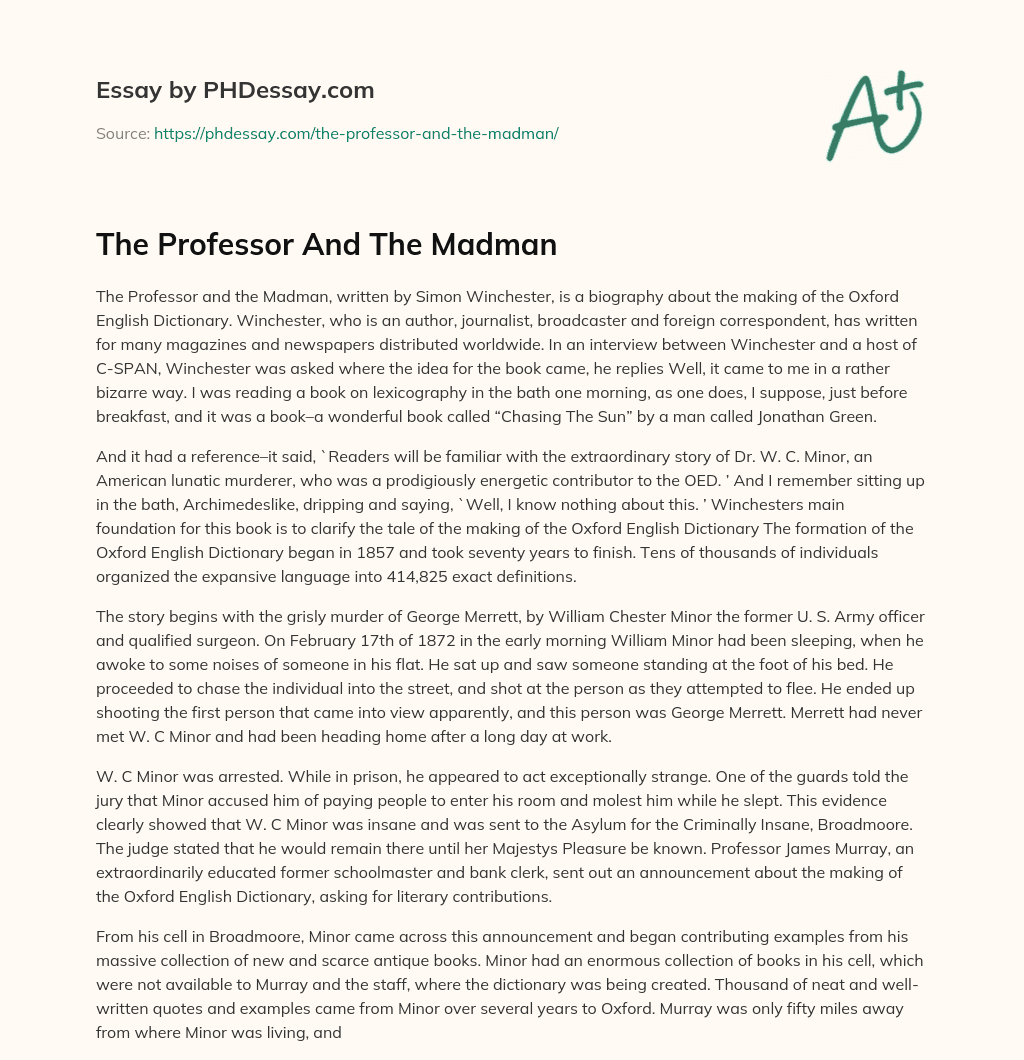 The Professor And The Madman essay