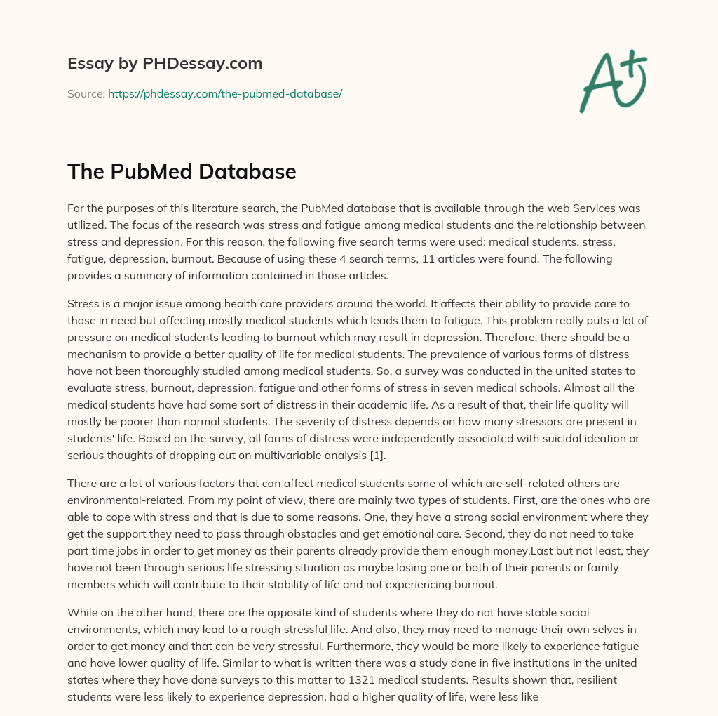 The PubMed Database essay