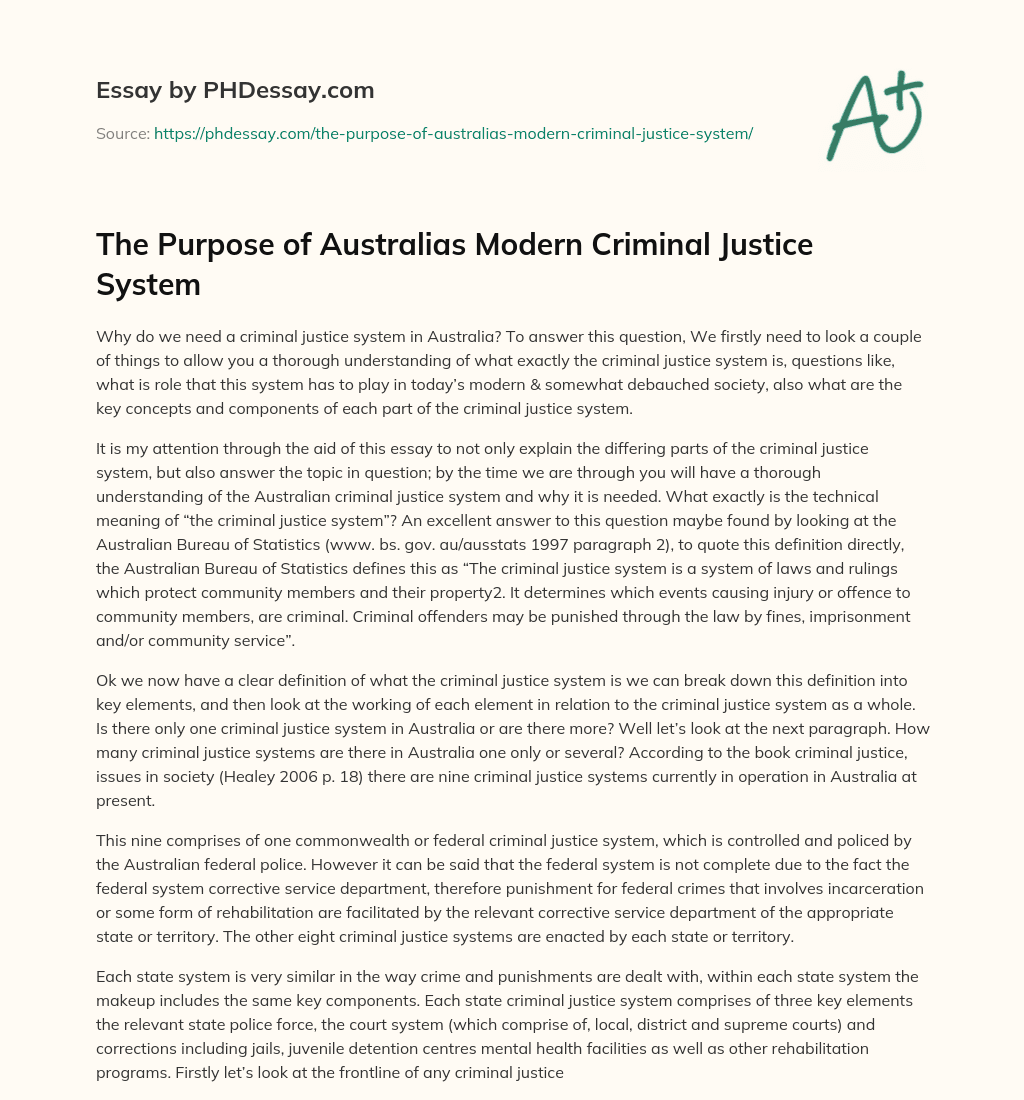 The Purpose Of Australias Modern Criminal Justice System 9974