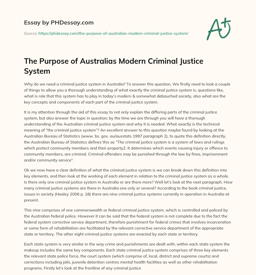 australian criminal justice system essay