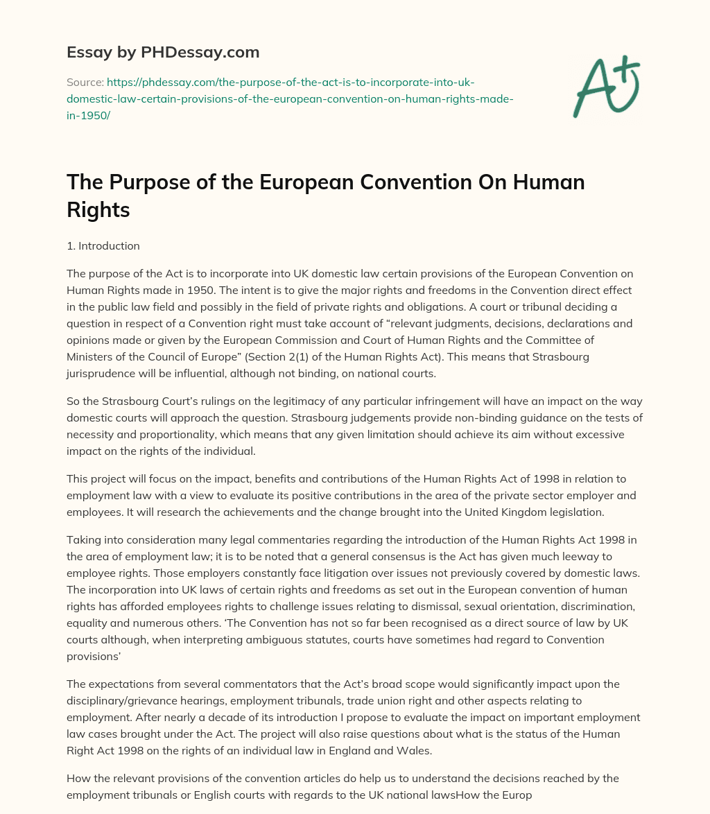 european convention on human rights essay