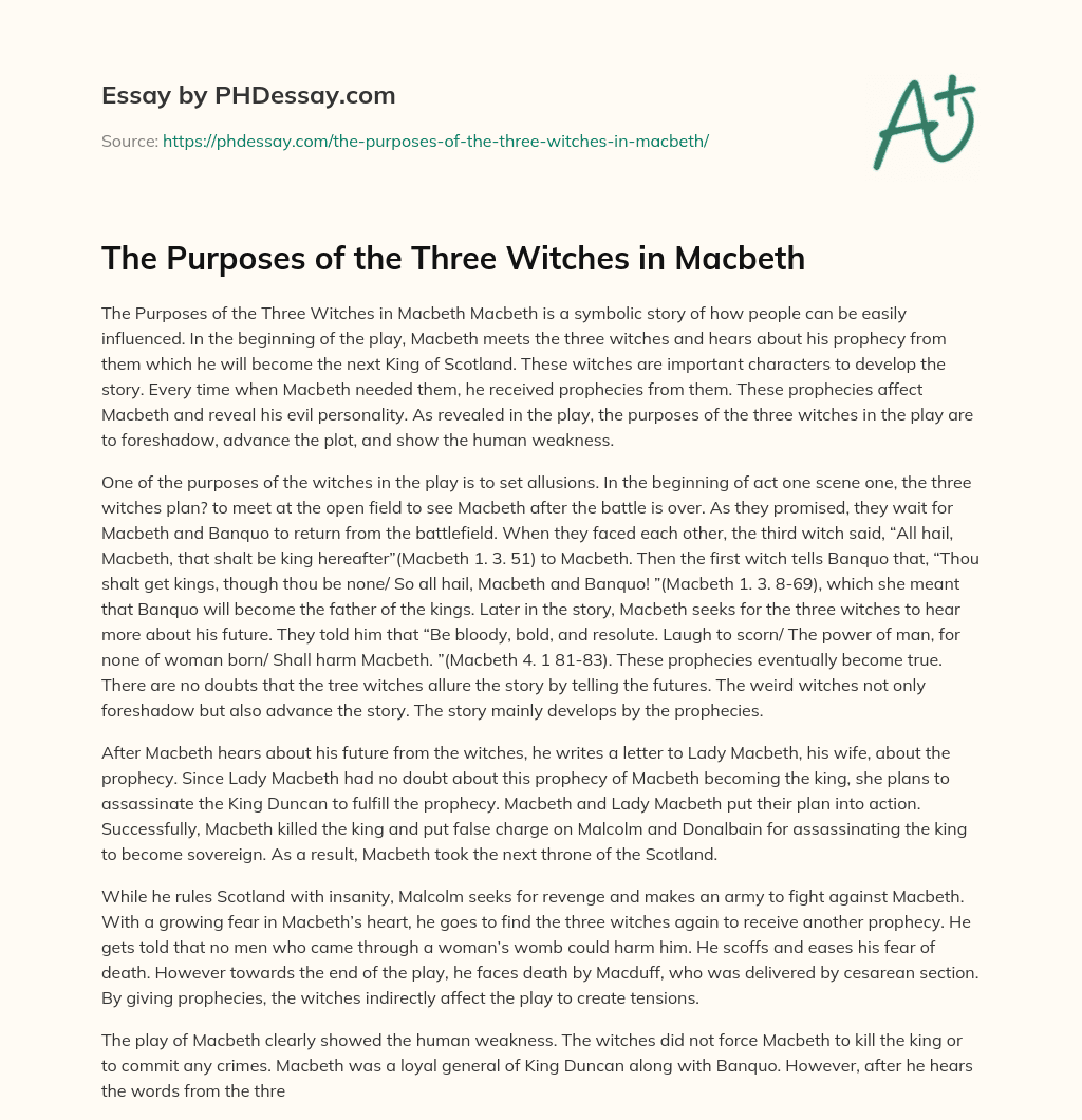 thesis statement for witches in macbeth