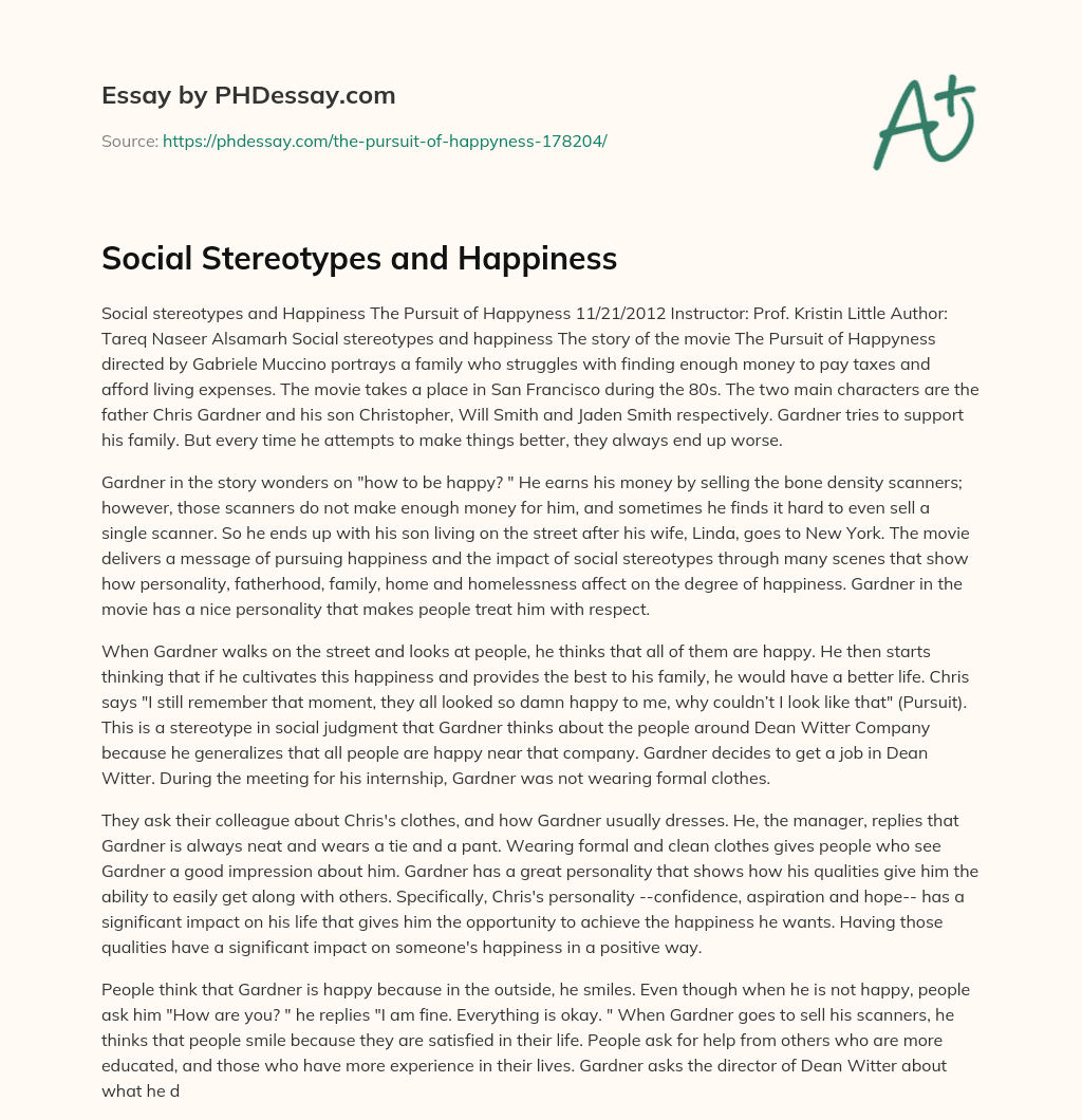 Social Stereotypes and Happiness essay