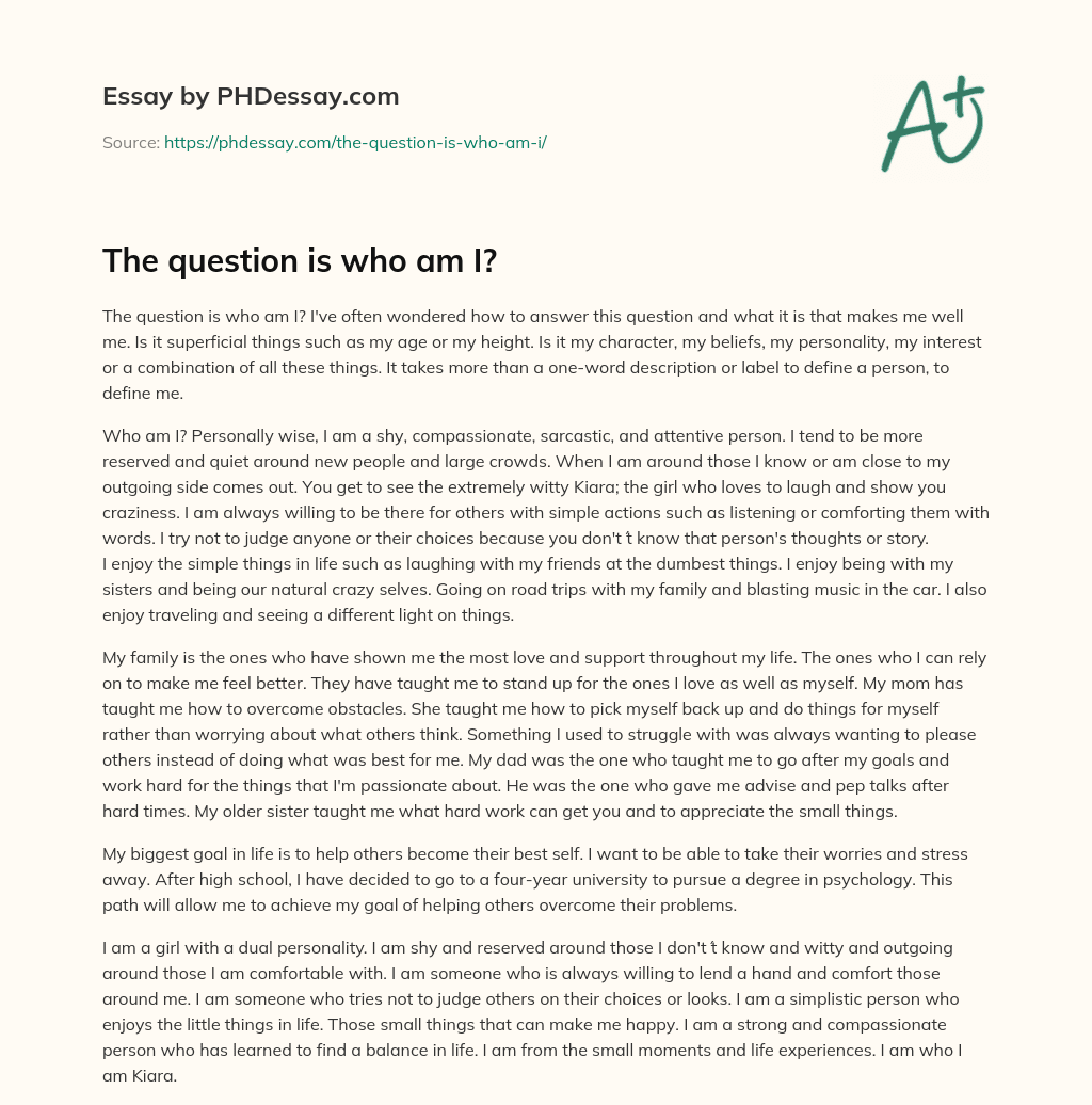 The question is who am I? essay