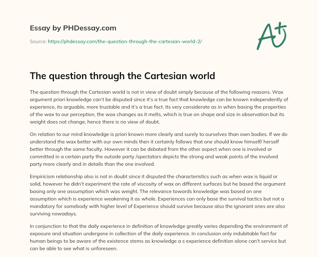 The question through the Cartesian world essay