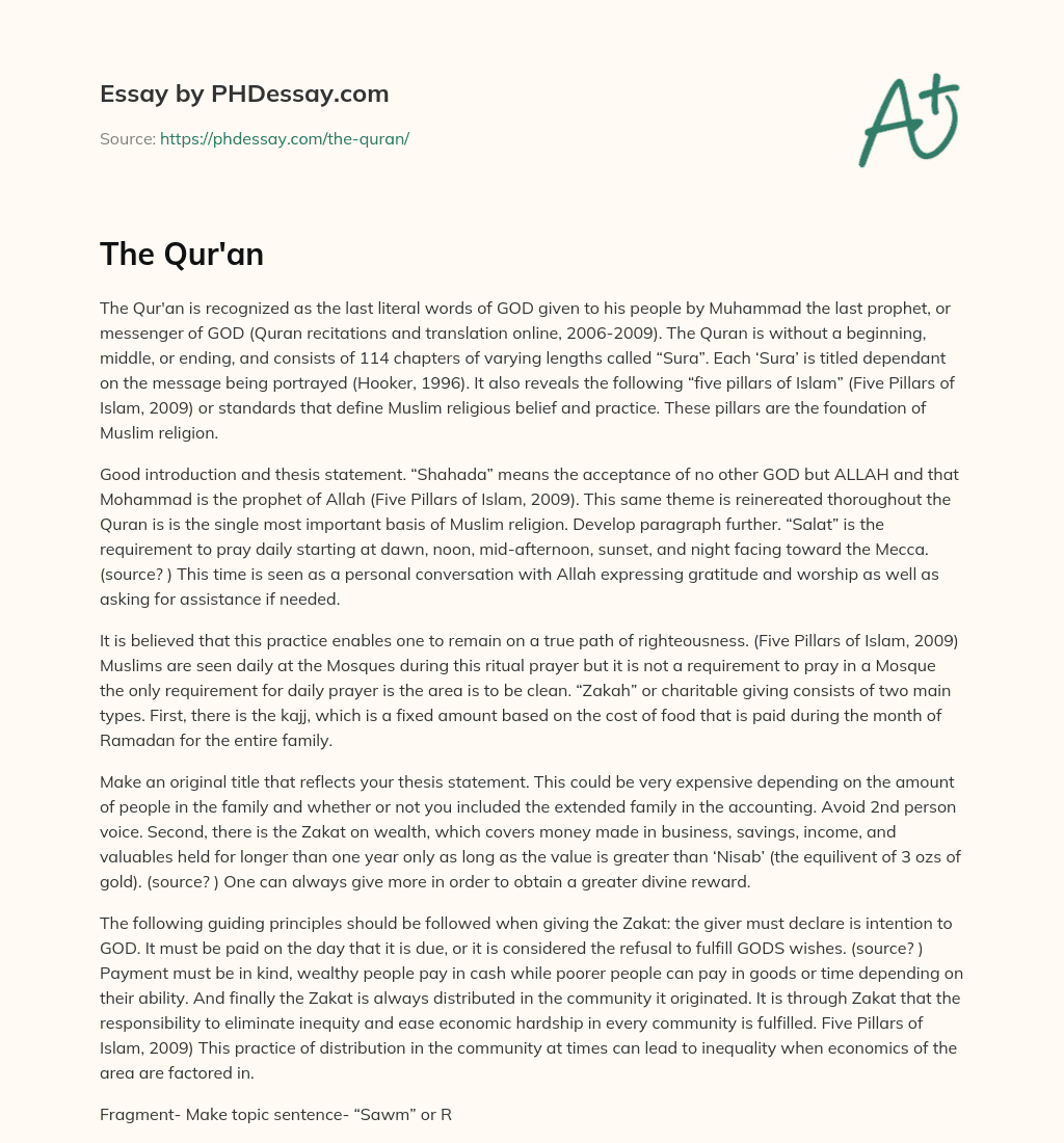 Understanding the Five Pillars of Islam essay