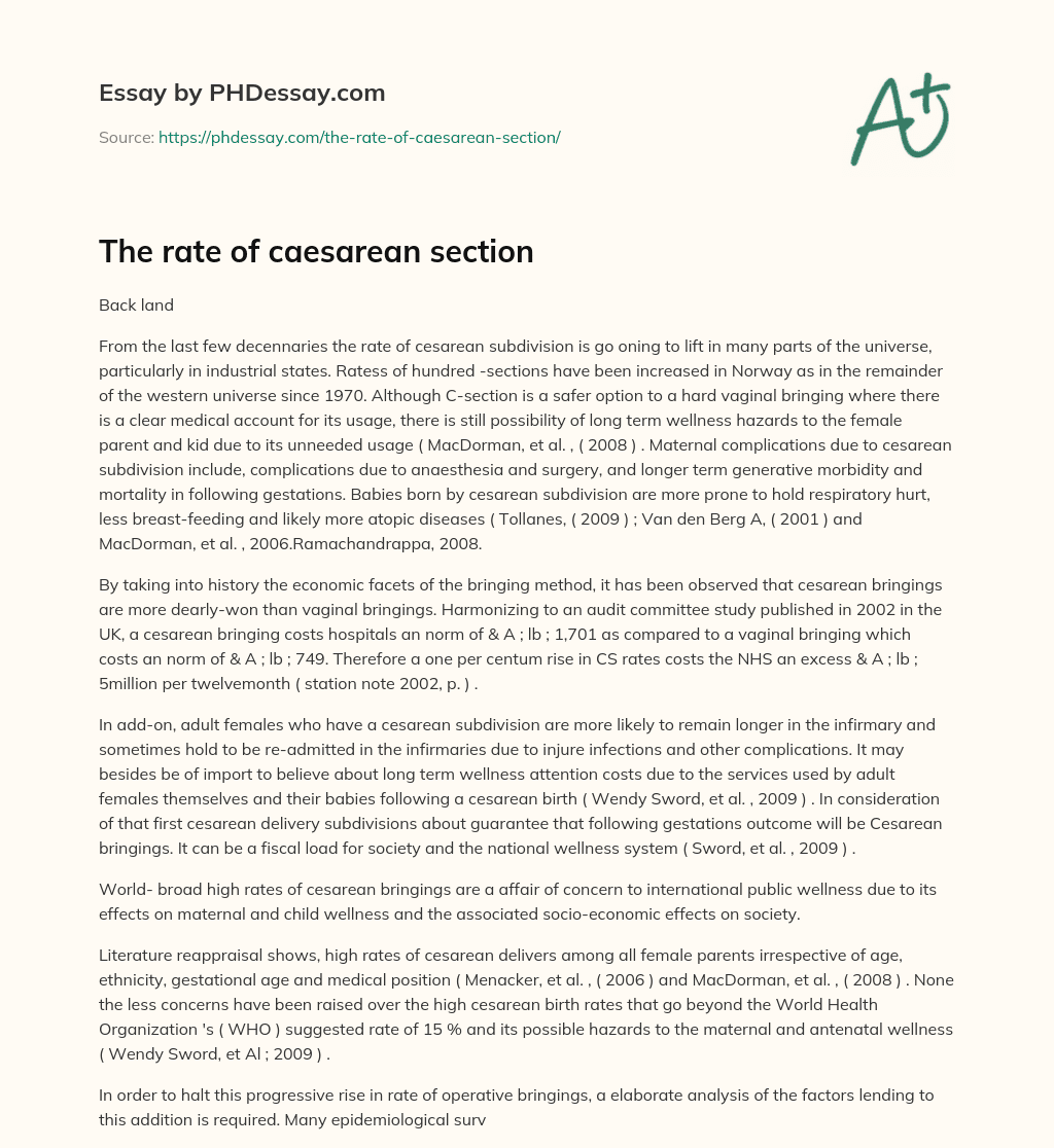 The rate of caesarean section essay