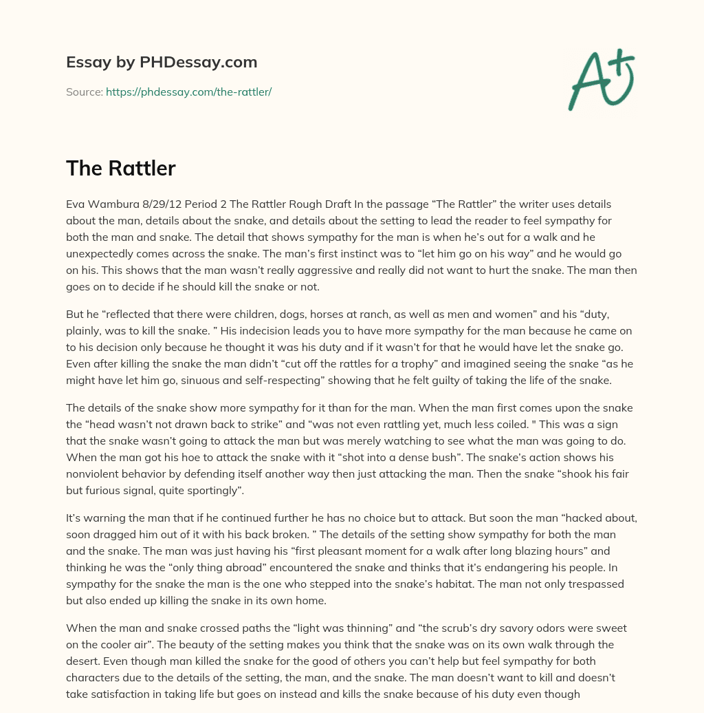 the rattler short story essay