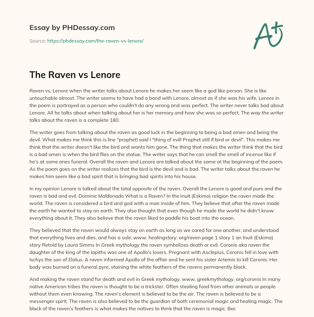 The Raven vs Lenore essay