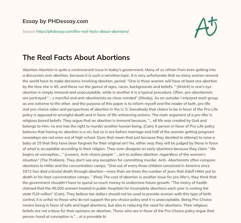 The Real Facts About Abortions essay