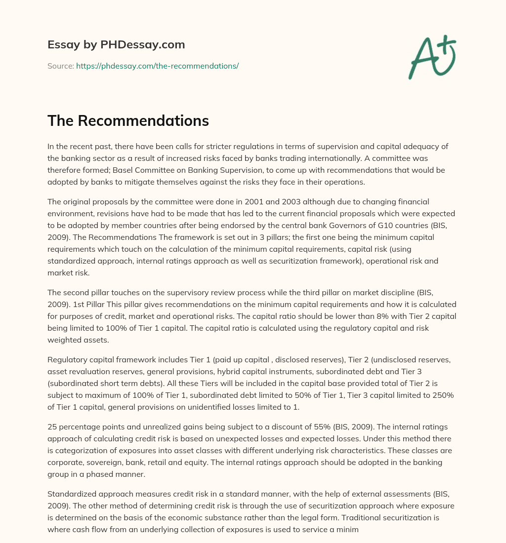 The Recommendations essay