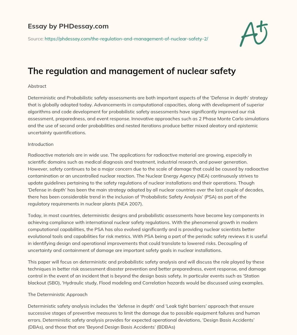 The regulation and management of nuclear safety essay