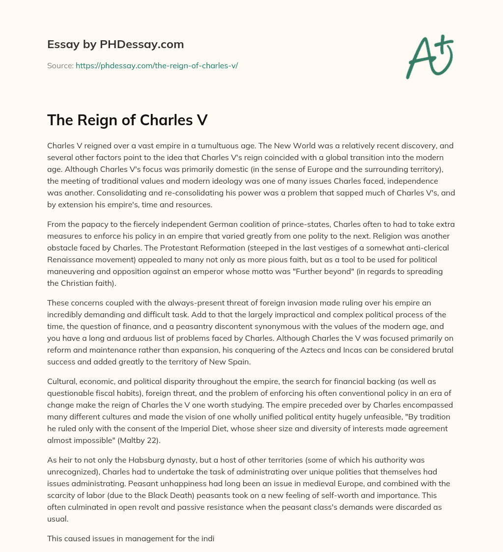 The Reign of Charles V essay