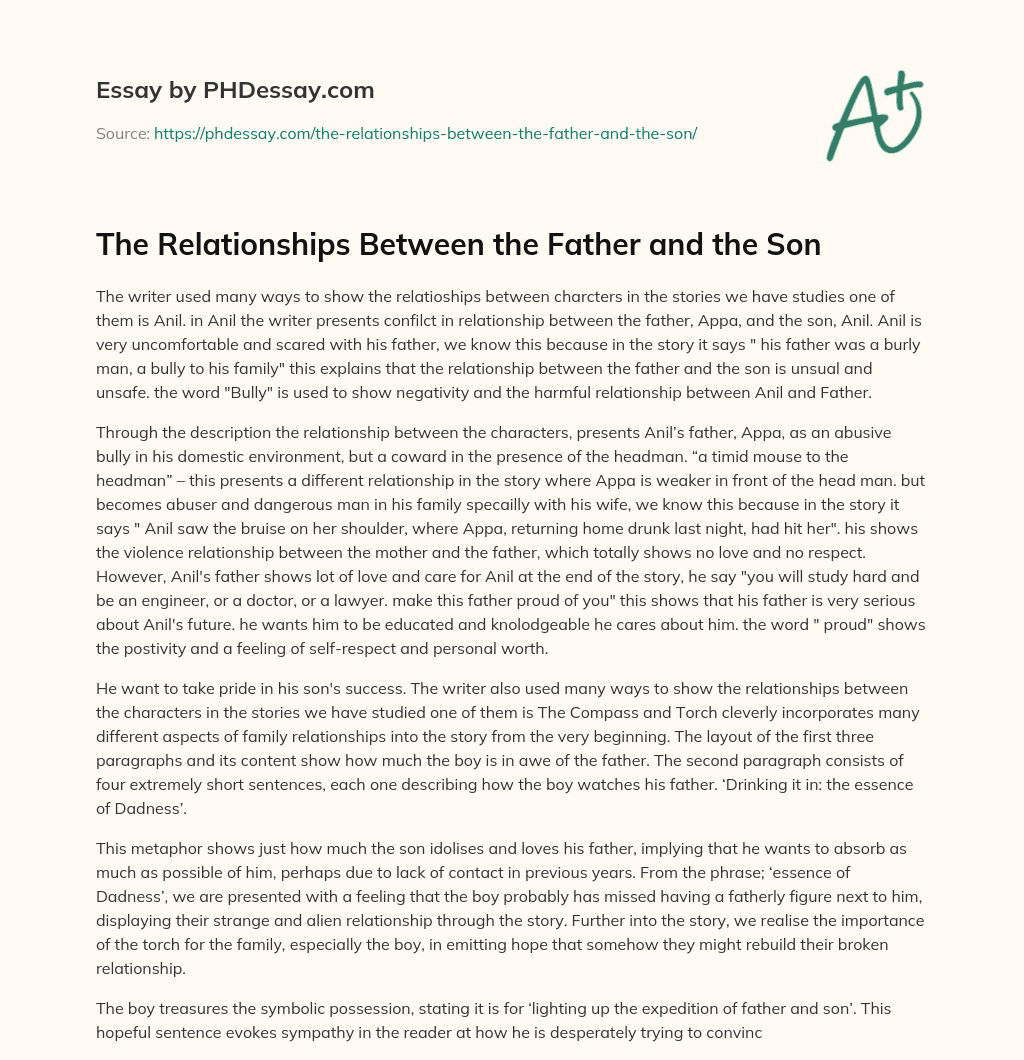 The Relationships Between the Father and the Son essay