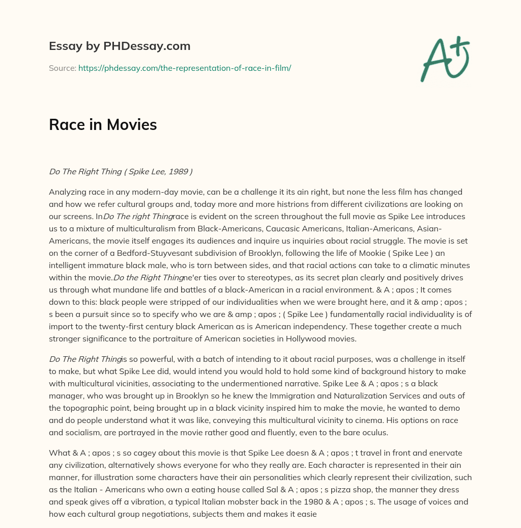 Race in Movies essay