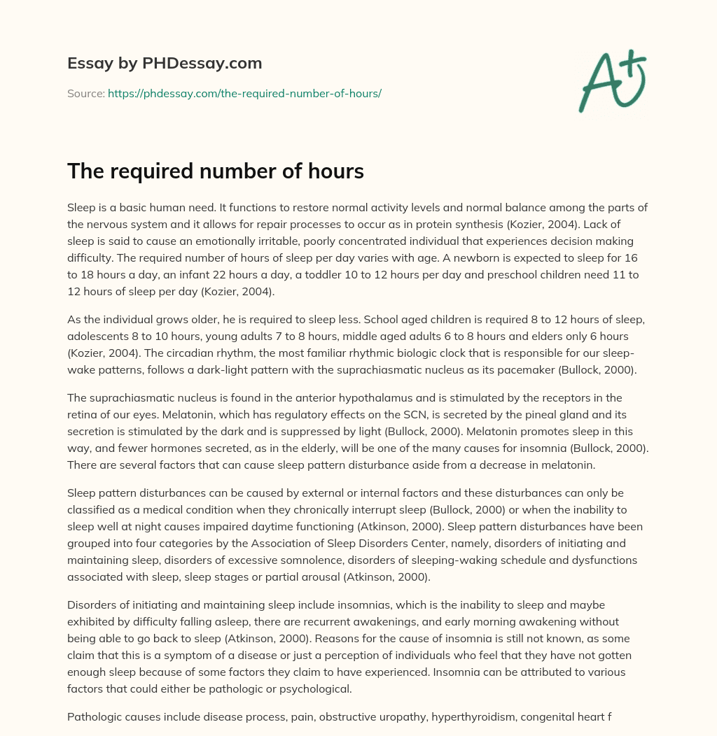The required number of hours essay