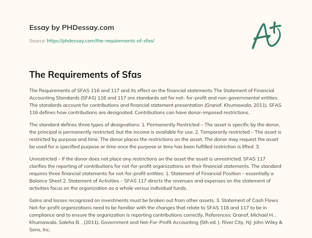 The Requirements of Sfas essay