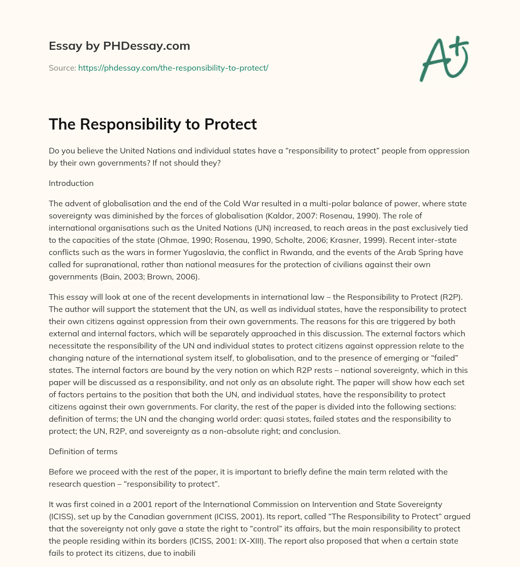 responsibility writing essay