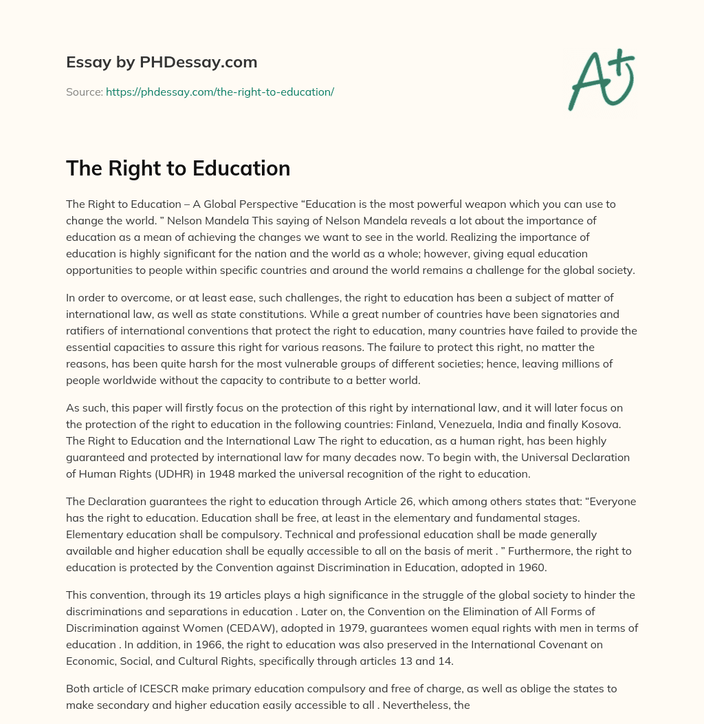 The Right to Education essay