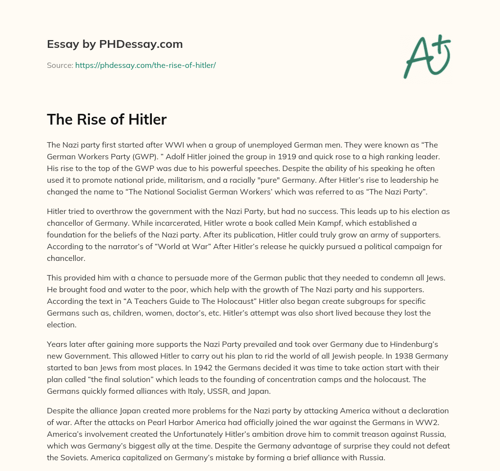 The Rise of Hitler essay