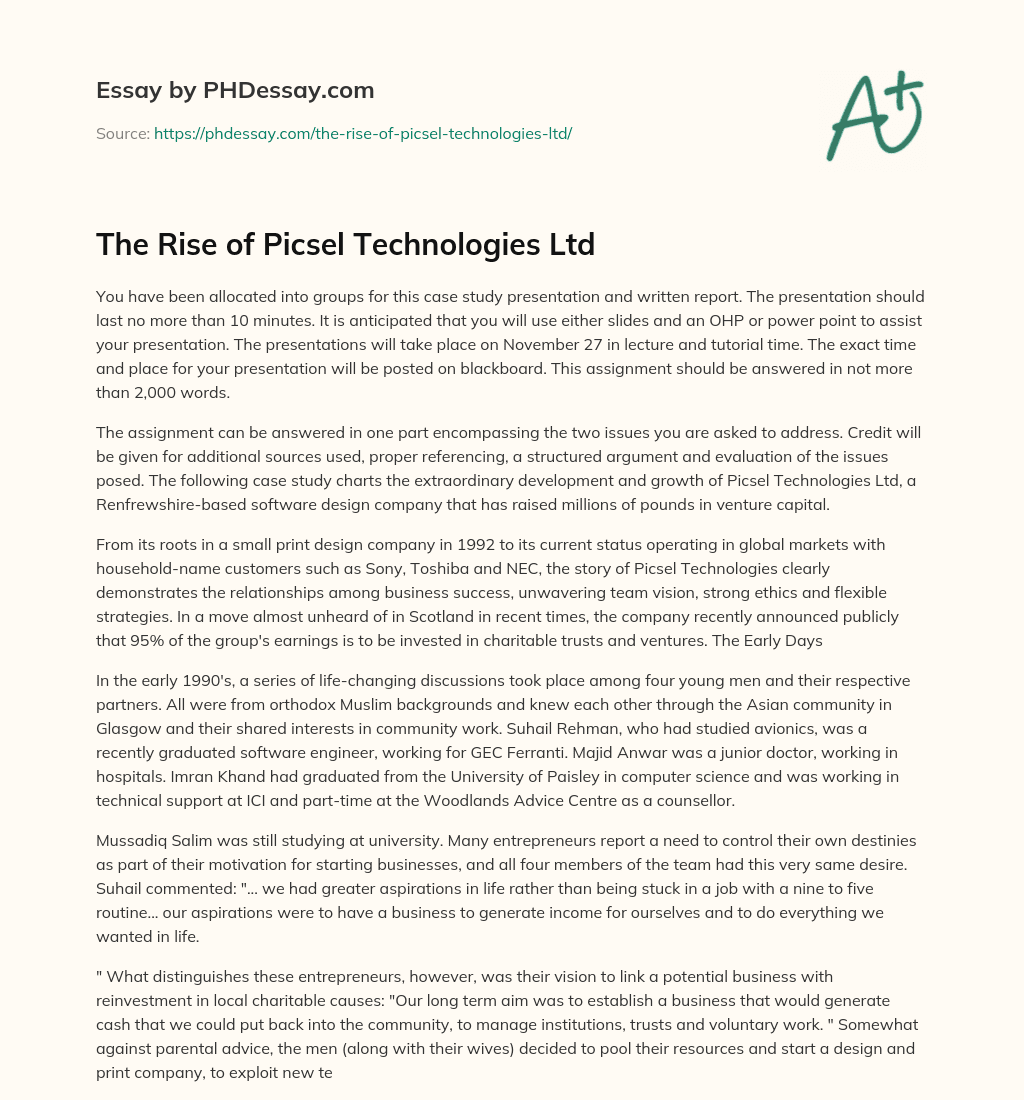 The Rise of Picsel Technologies Ltd essay