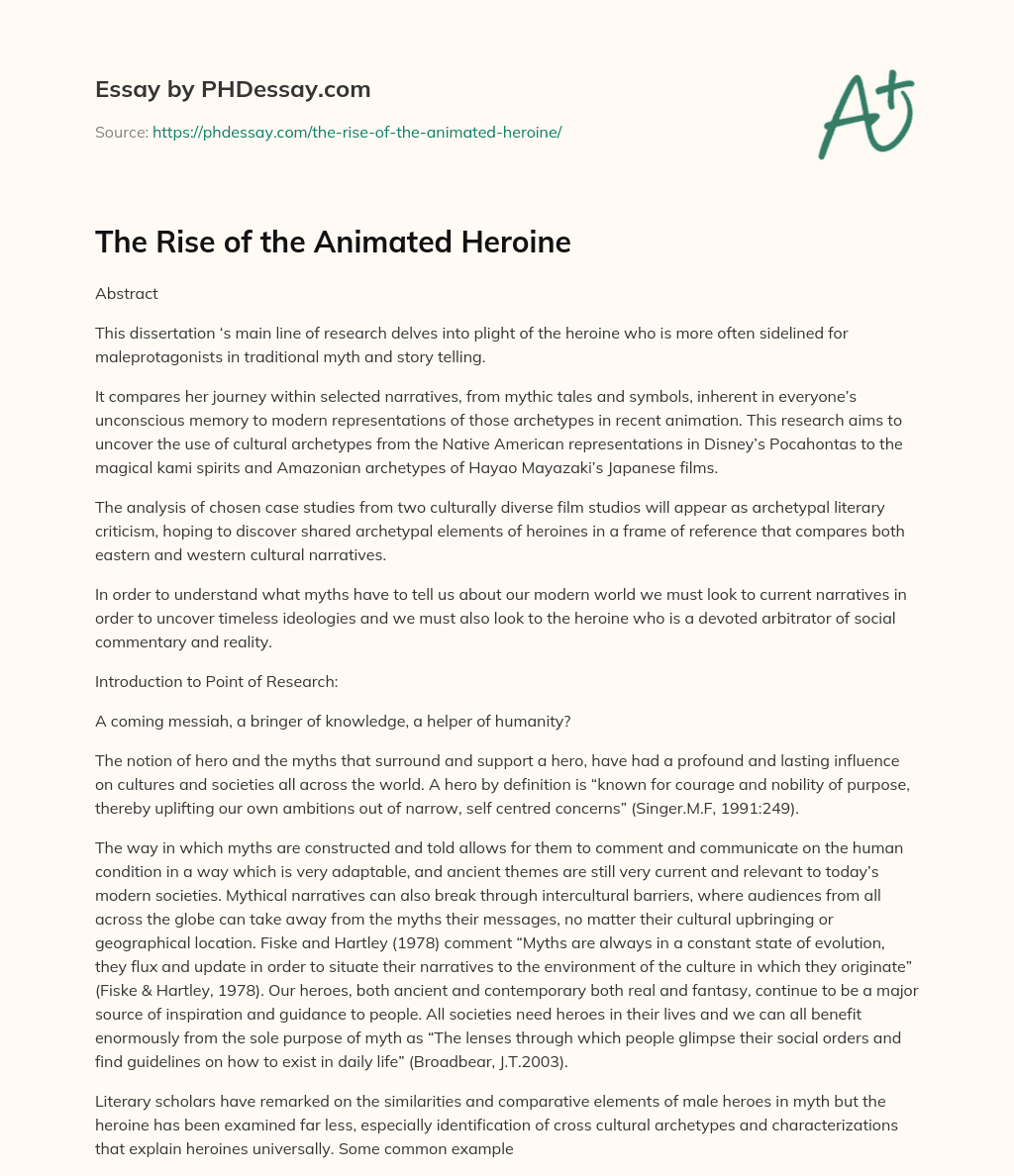 The Rise of the Animated Heroine essay