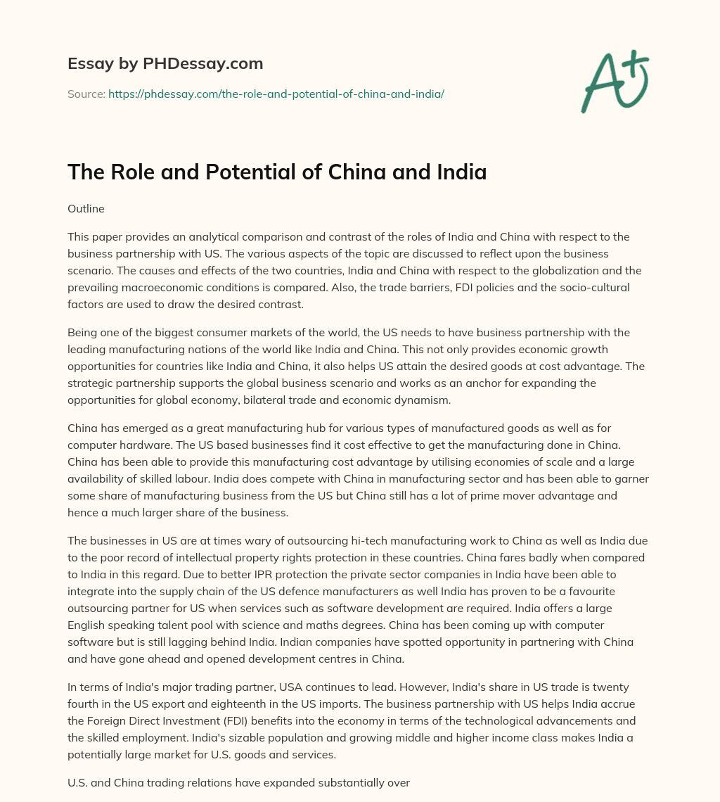 The Role and Potential of China and India essay