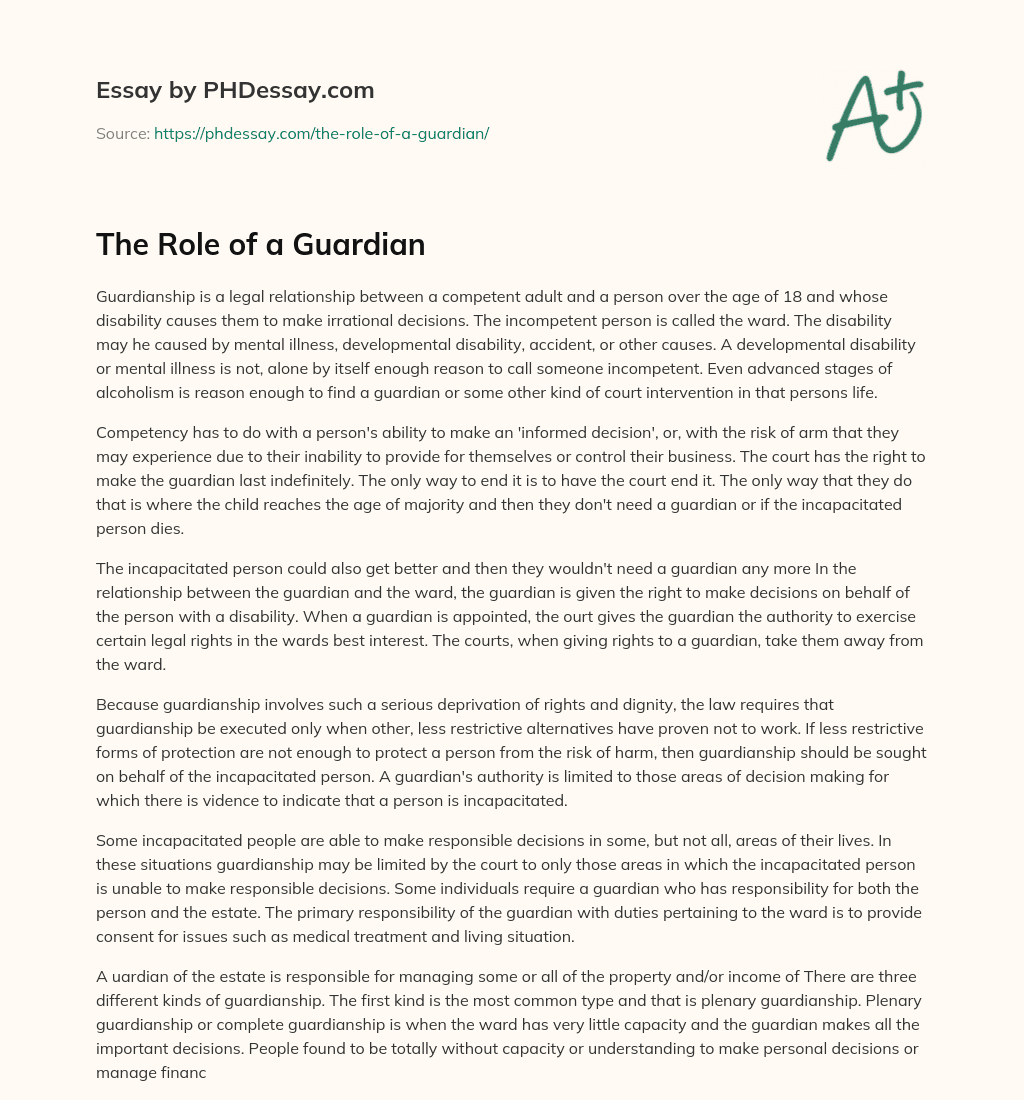 The Role of a Guardian essay