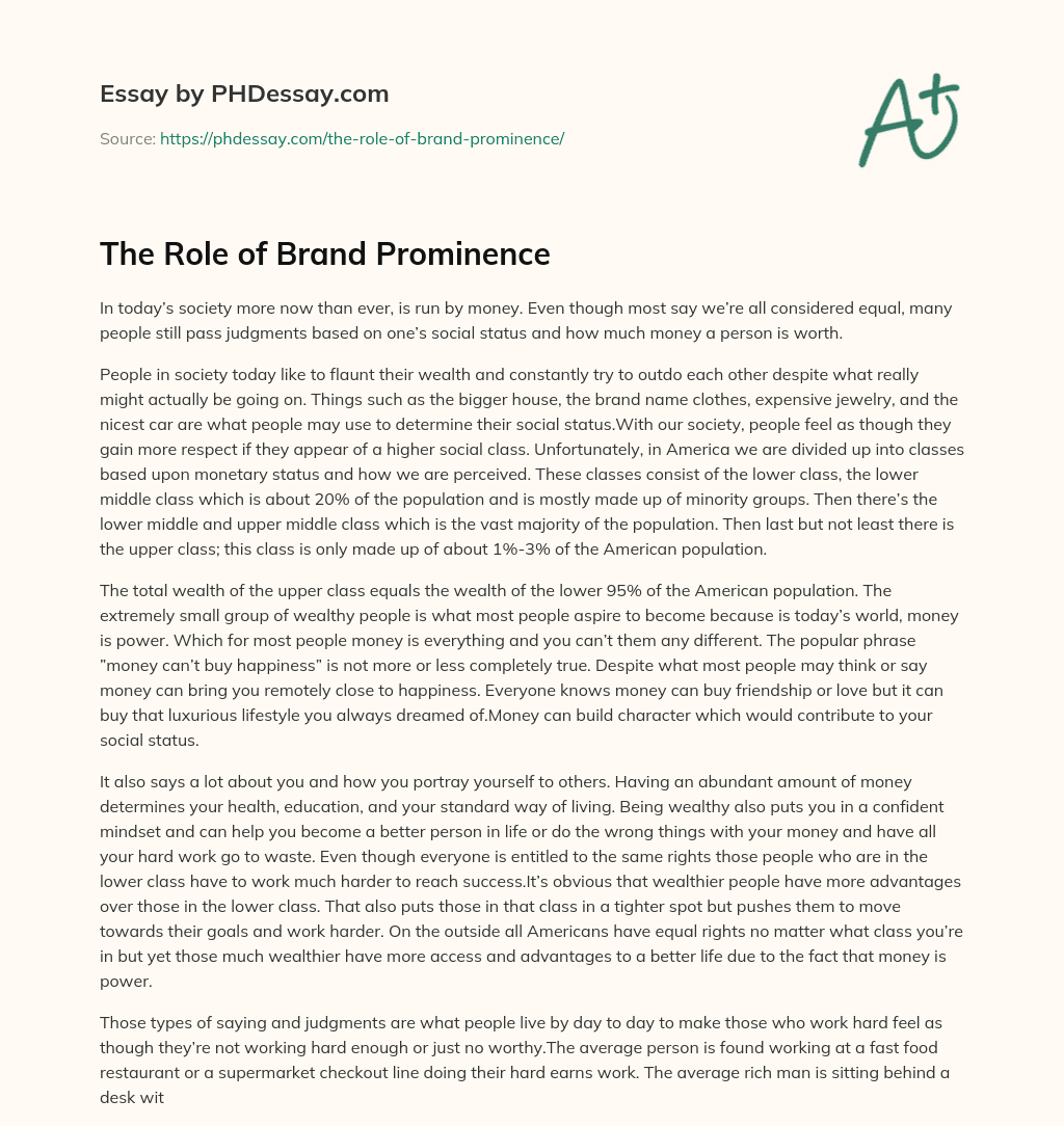 The Role of Brand Prominence essay