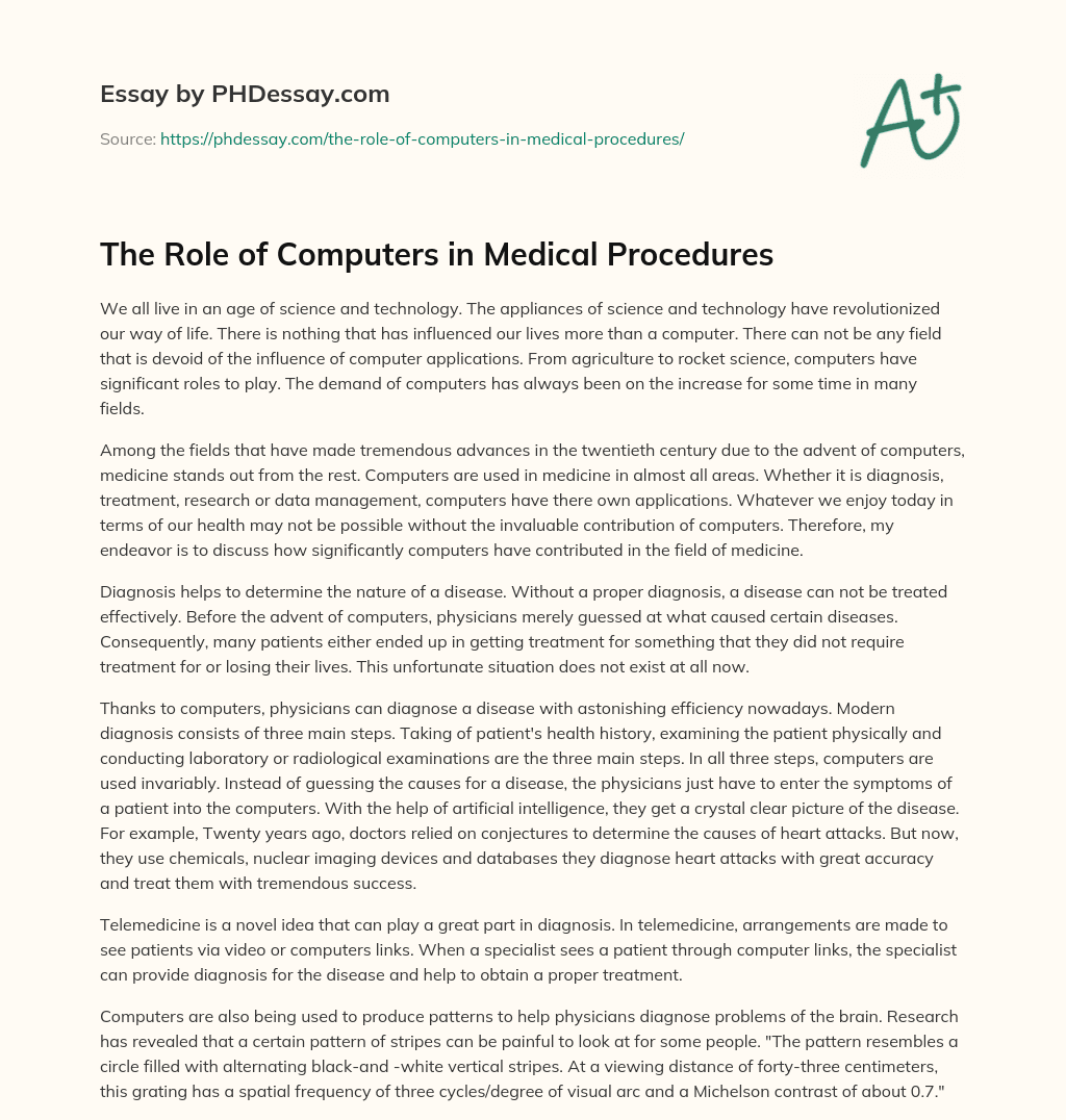 The Role of Computers in Medical Procedures essay