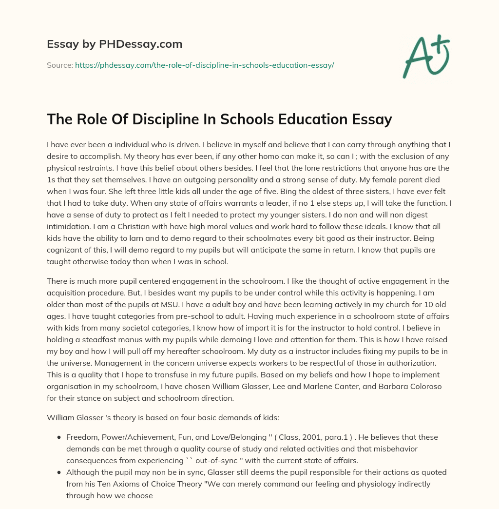essay on discipline in education
