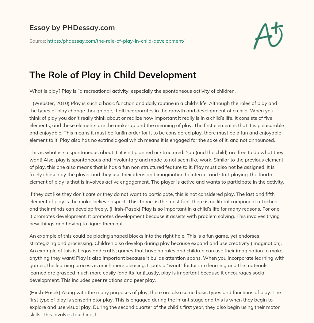 The Role of Play in Child Development essay