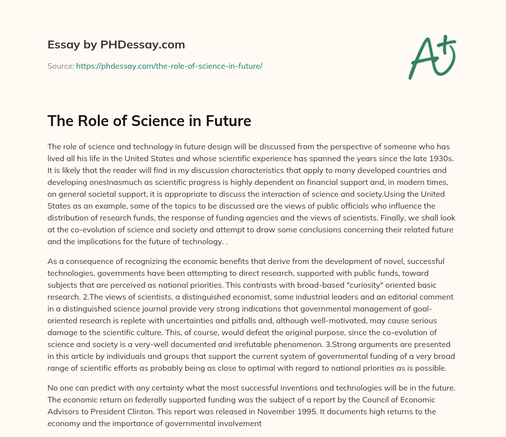 essay about science and future